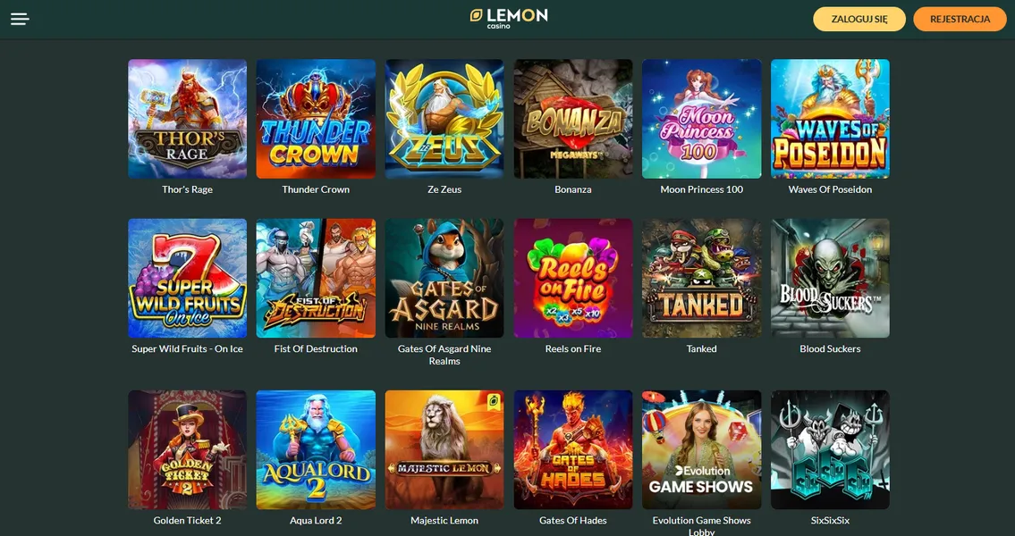 Sloty w Lemon Casino – Gry i Bonusy